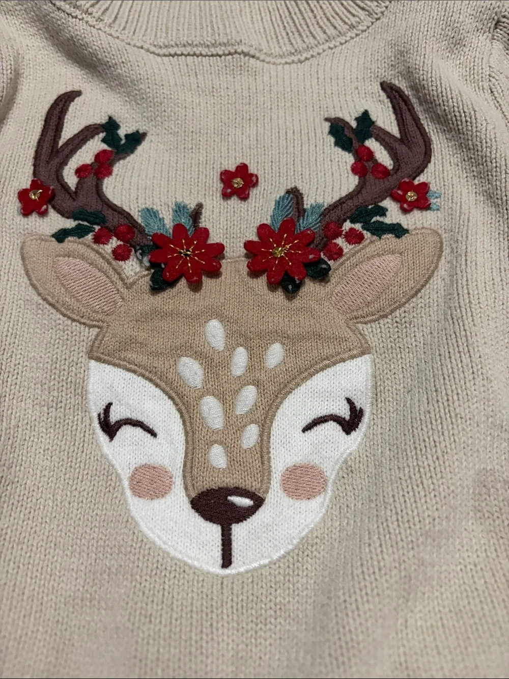 Cynthia Rowley Cream Deer Sweater with Red Plaid Skirt